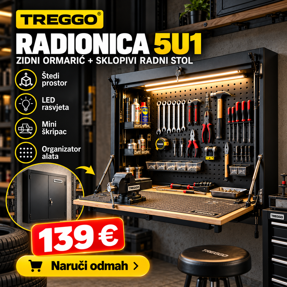 TREGGO RADIONICA 5U1 – Zidni ormarić sa sklopivim radnim stolom