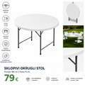 TREGGO - OKRUGLI SKLOPIVI STOL 180x74cm