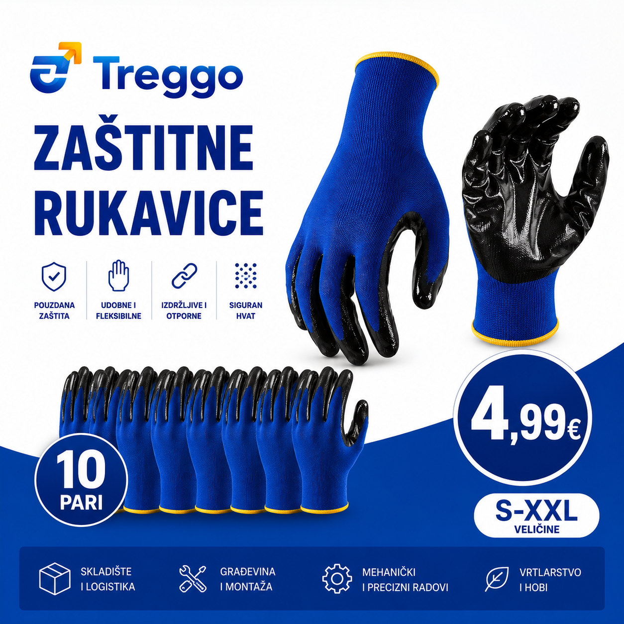 TREGGO - 10 PARI ZAŠTITNIH RUKAVICA
