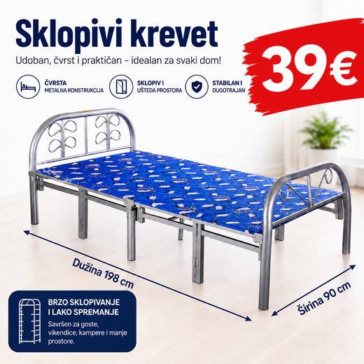 TREGGO - SKLOPIVI KREVET 200x90 - MAKSIMALNA NOSIVOST 250kg