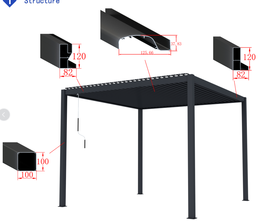 TREGGO BASIC bioklimatska pergola 3 × 3 m – antracit
